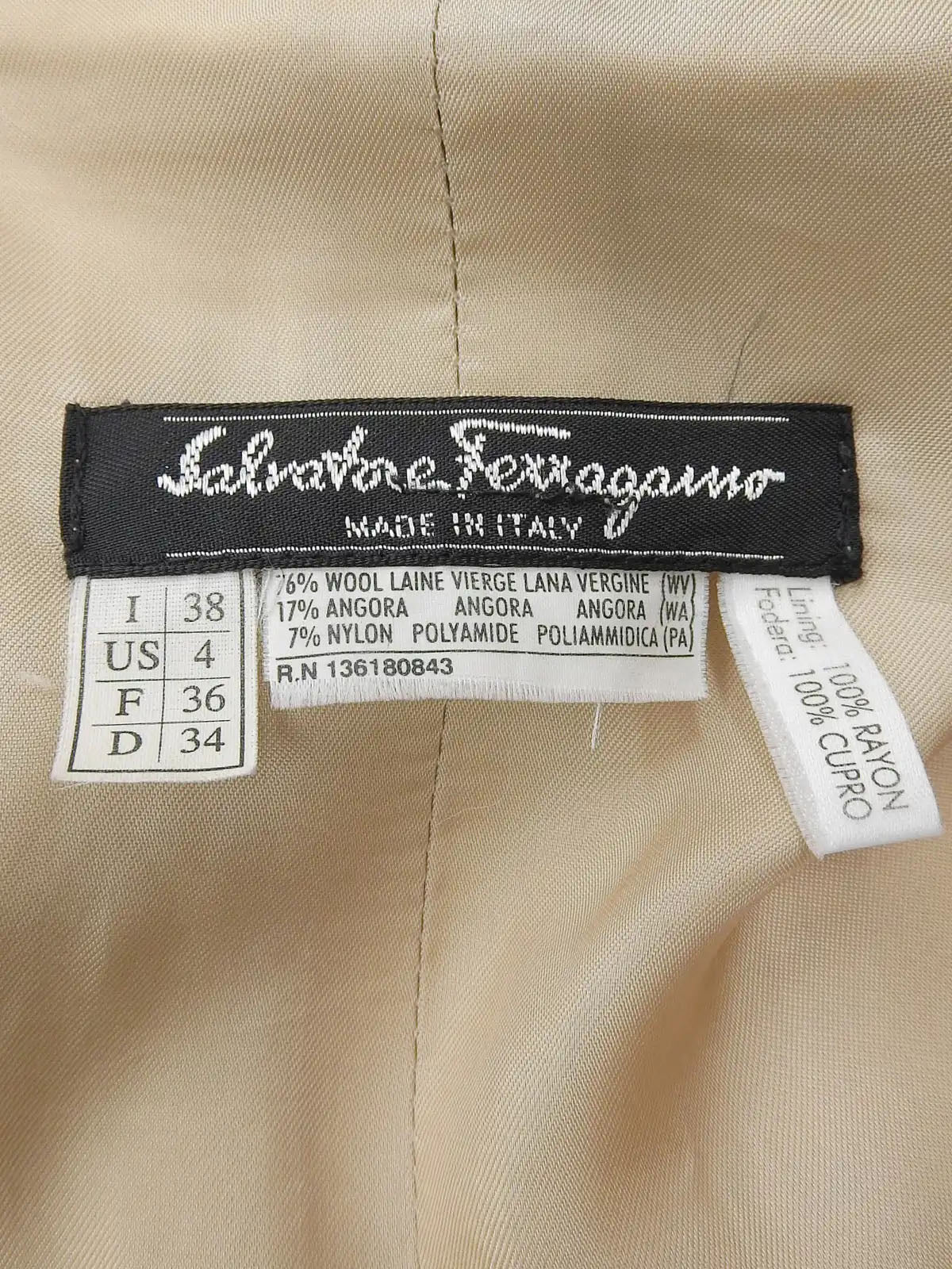 Wool logo button long coat in light beige