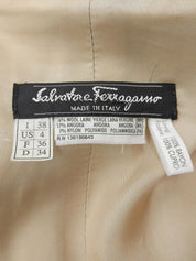 Wool logo button long coat in light beige