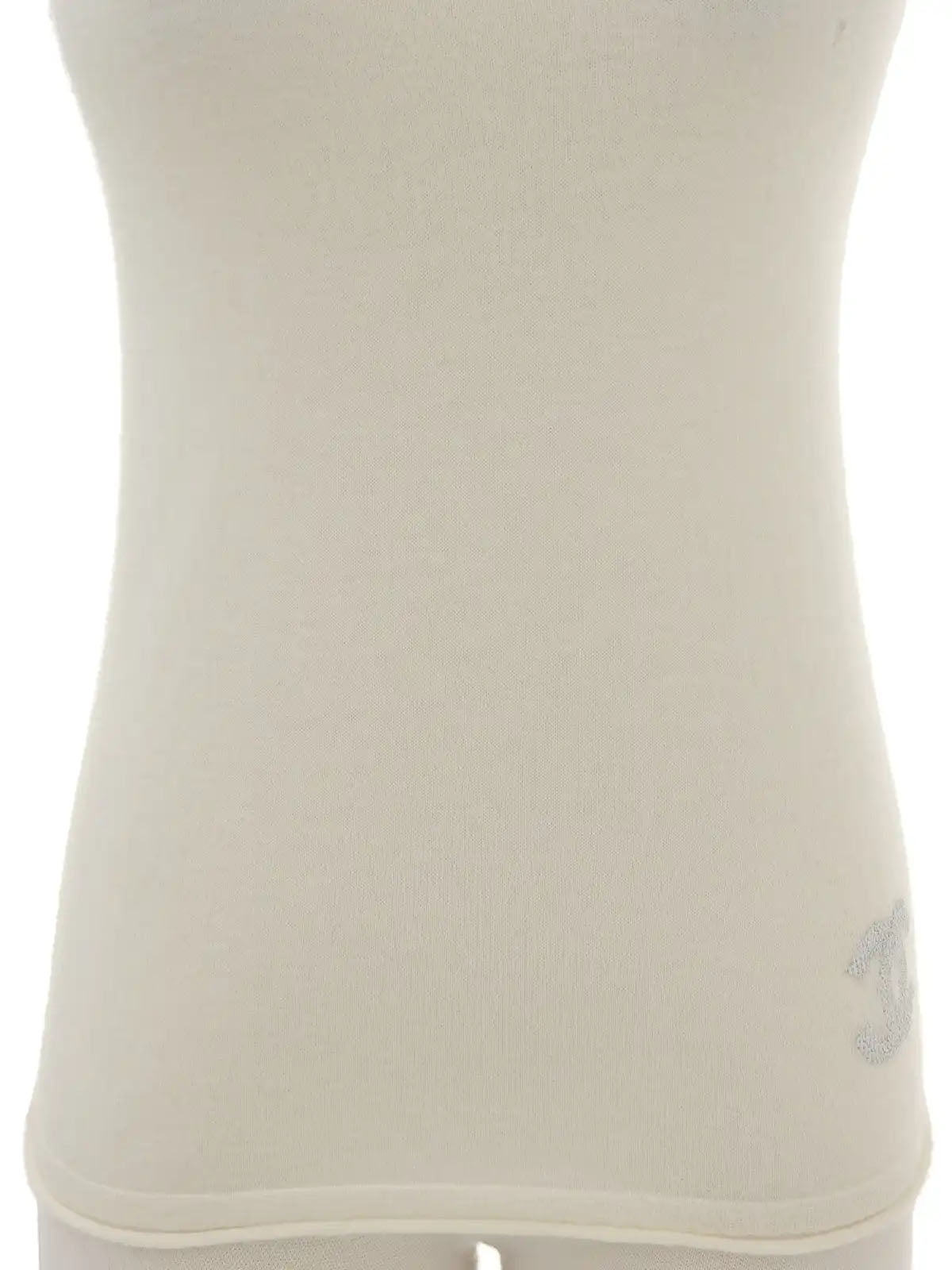 2009 Cashmere Sequin CC Mark Sleeveless Turtleneck Knit Top, Ivory