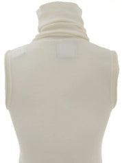2009 Cashmere Sequin CC Mark Sleeveless Turtleneck Knit Top, Ivory