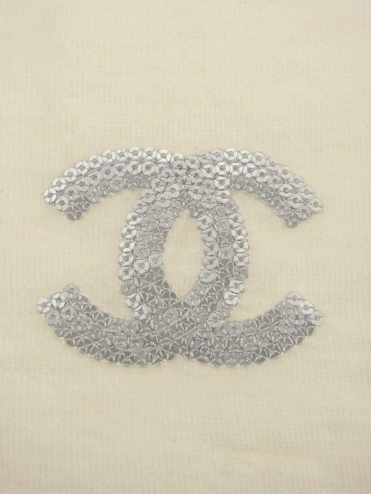 2009 Cashmere Sequin CC Mark Sleeveless Turtleneck Knit Top, Ivory
