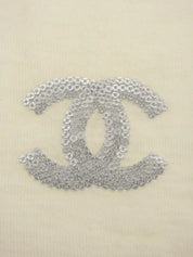 2009 Cashmere Sequin CC Mark Sleeveless Turtleneck Knit Top, Ivory