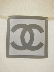 2009 Cashmere Sequin CC Mark Sleeveless Turtleneck Knit Top, Ivory