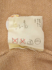 Logo Button Design Long Sleeve Knit Top in Beige/Camel