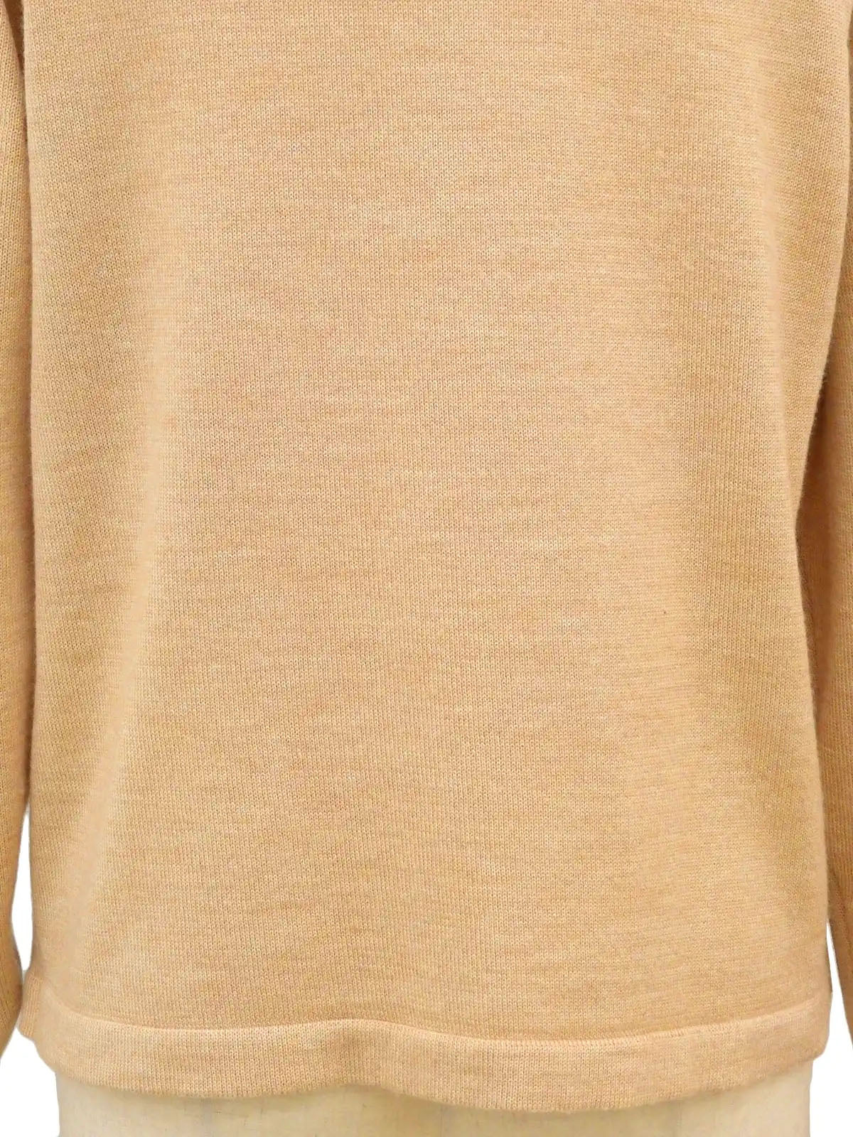 Logo Button Design Long Sleeve Knit Top in Beige/Camel