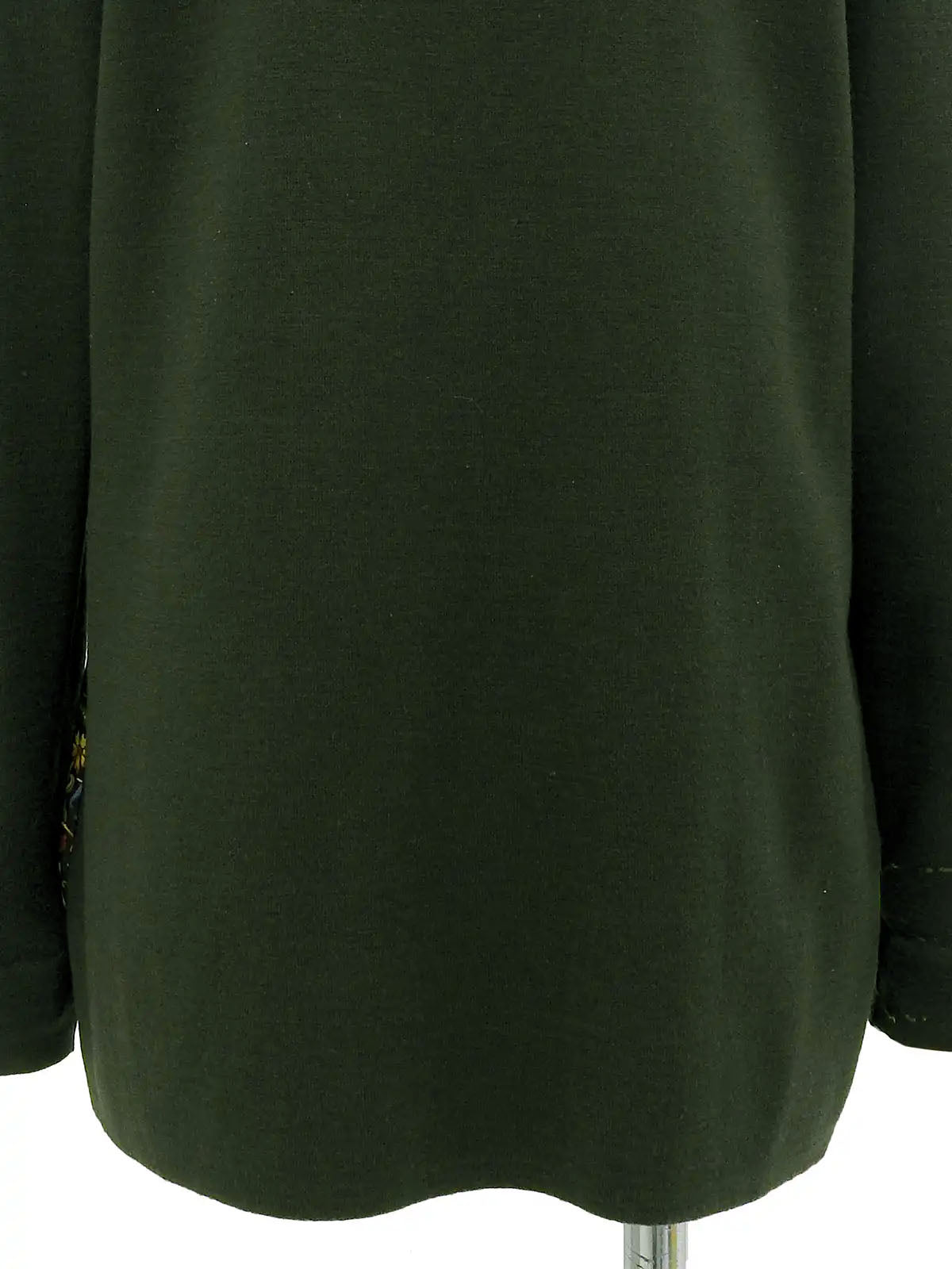 Silk knit combination scarf pattern long sleeve top in green/multi