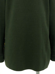 Silk knit combination scarf pattern long sleeve top in green/multi