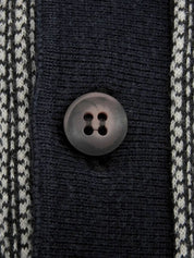 ロゴ刺繍ロングスリーブポロシャツ　ネイビー／ホワイト