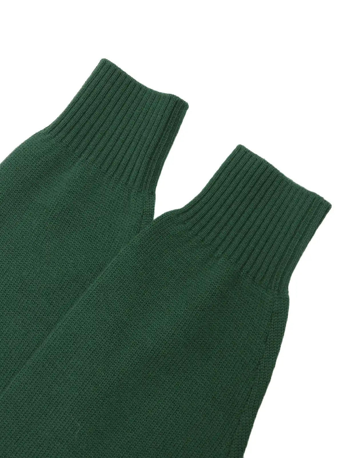 ボーダーパターンロゴ刺繍ロングスリーブニットトップス　ネイビー／グリーン