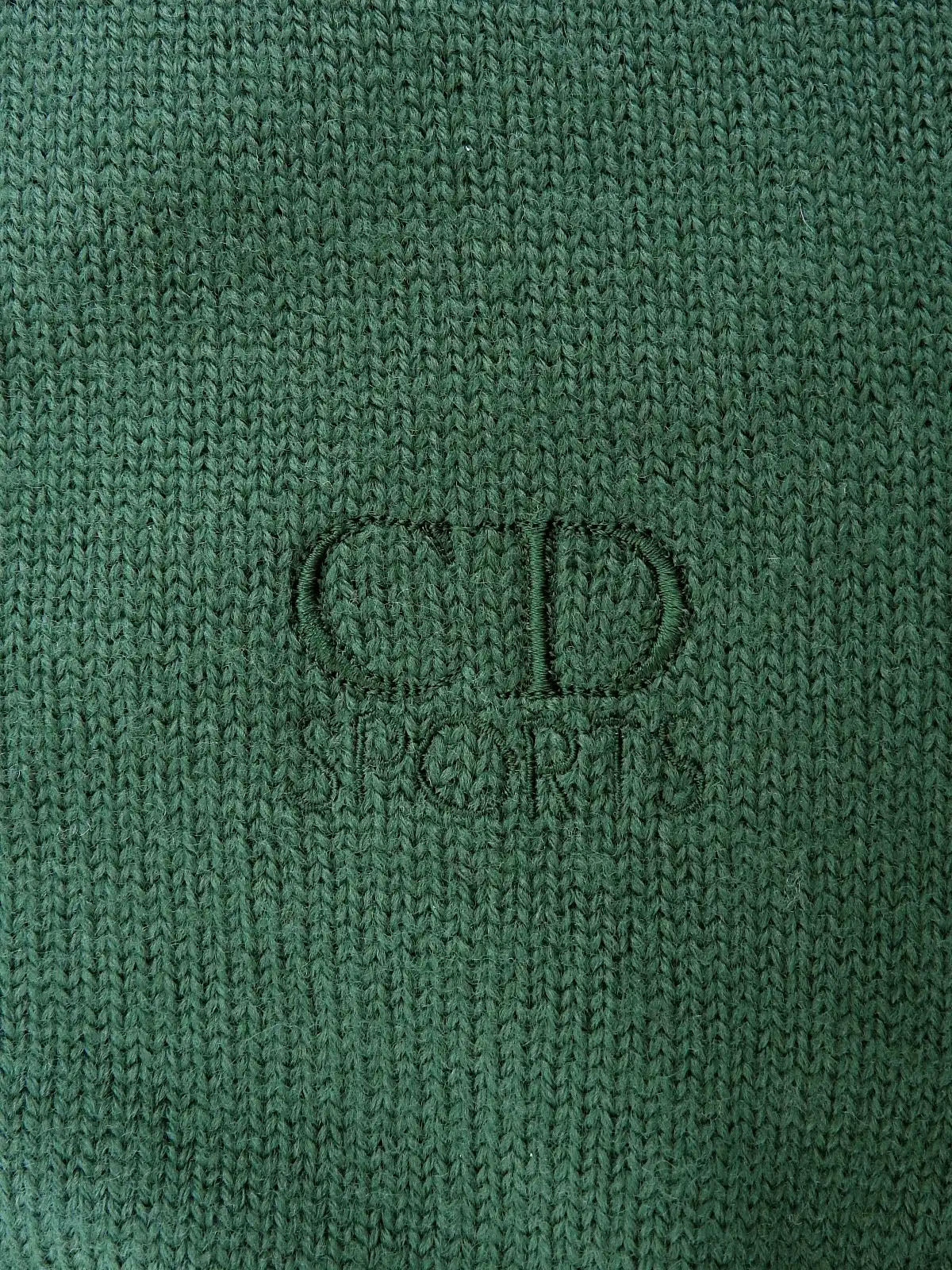 ボーダーパターンロゴ刺繍ロングスリーブニットトップス　ネイビー／グリーン