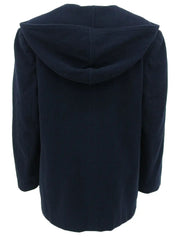 Navy Logo Button Hooded Coat