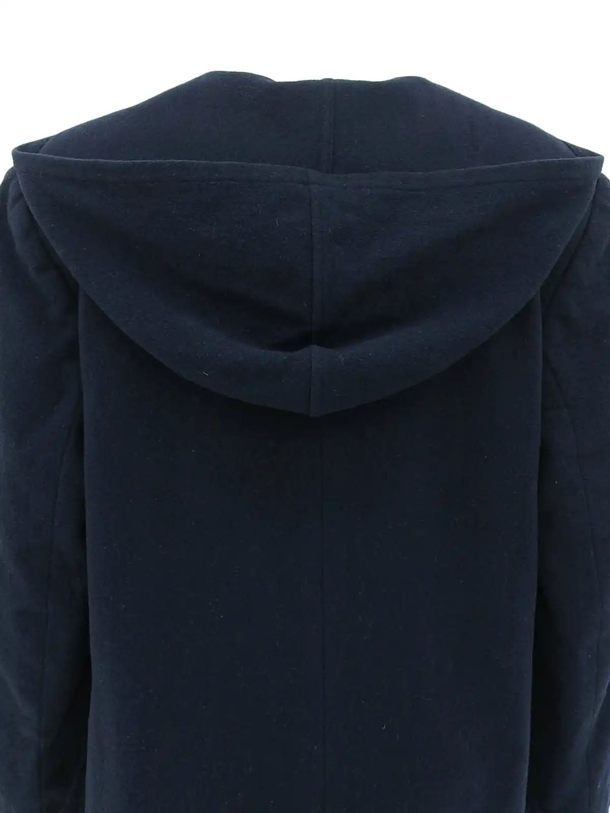 Navy Logo Button Hooded Coat