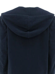 Navy Logo Button Hooded Coat
