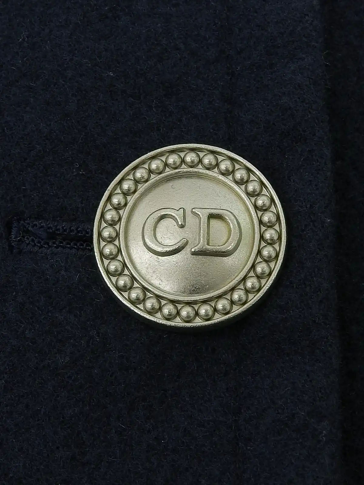 Navy Logo Button Hooded Coat