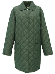 Green logo button quilted coat