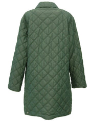 Green logo button quilted coat