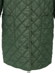 Green logo button quilted coat
