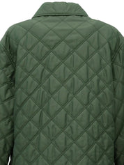 Green logo button quilted coat