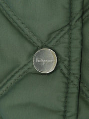 Green logo button quilted coat