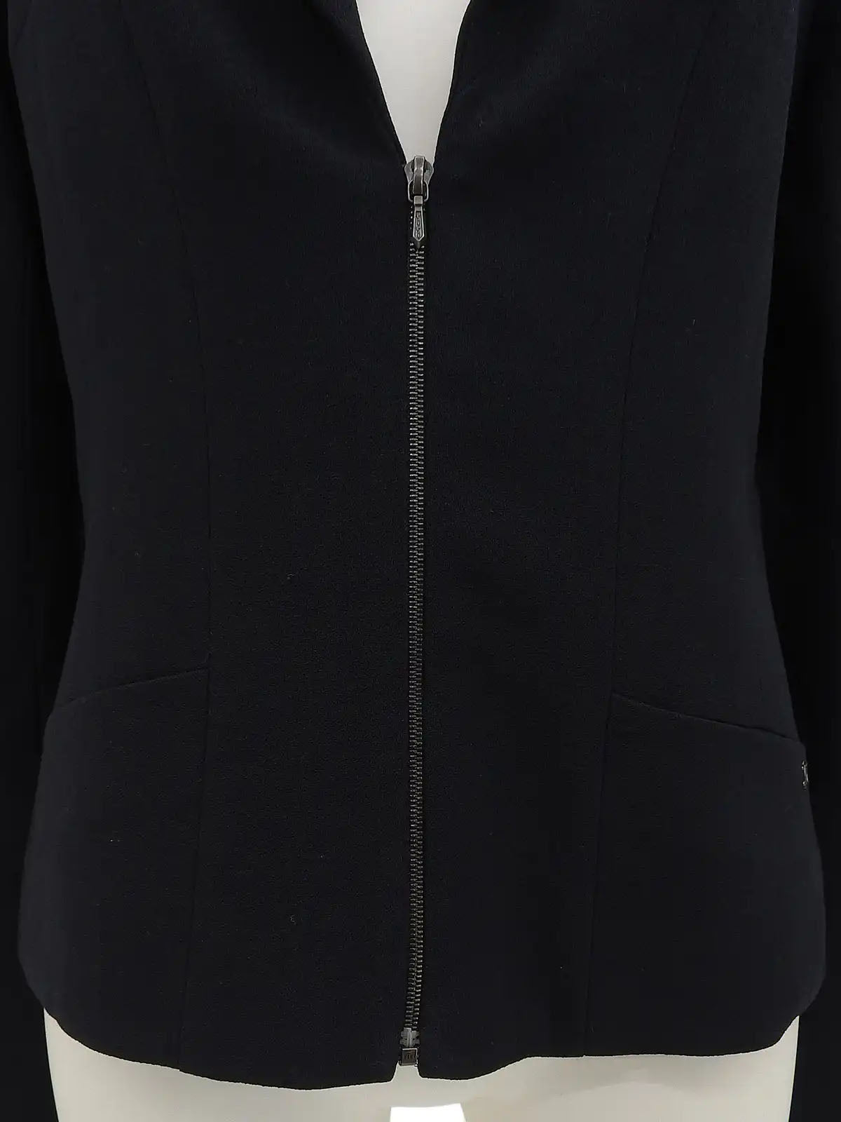 Wool CC Mark Plate Zip-Up Jacket in Black