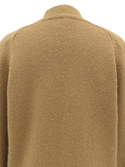 Logo Button Cardigan in Beige