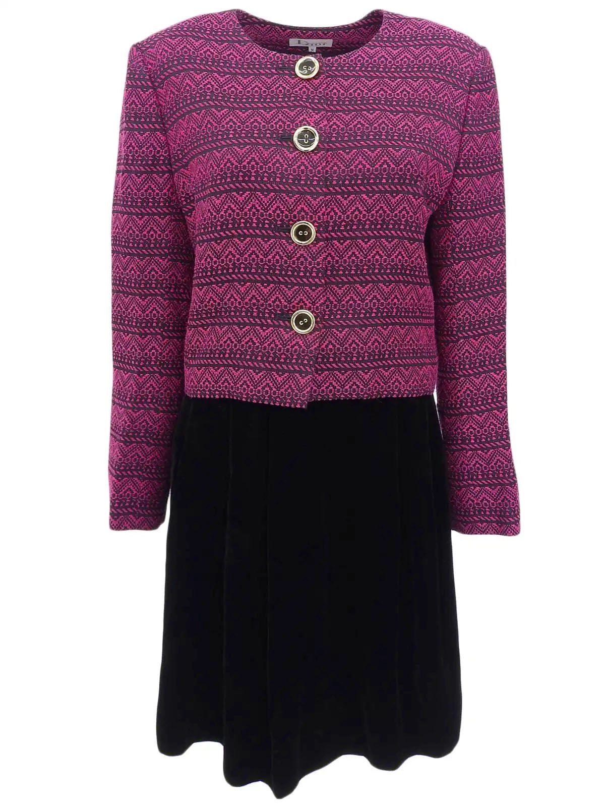 Velour combination design pattern set in fuchsia pink and black