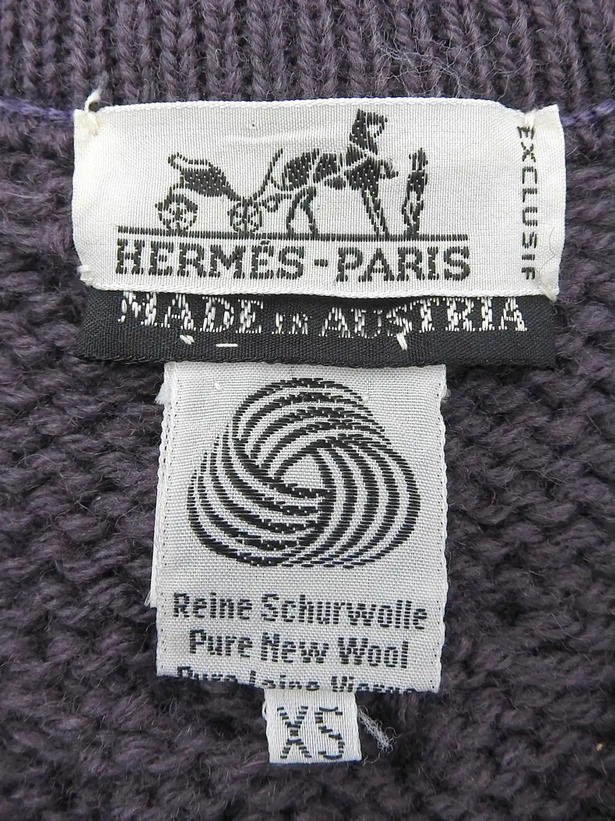 Wool Horn Logo Button Cable Knit Cardigan in Smoky Purple