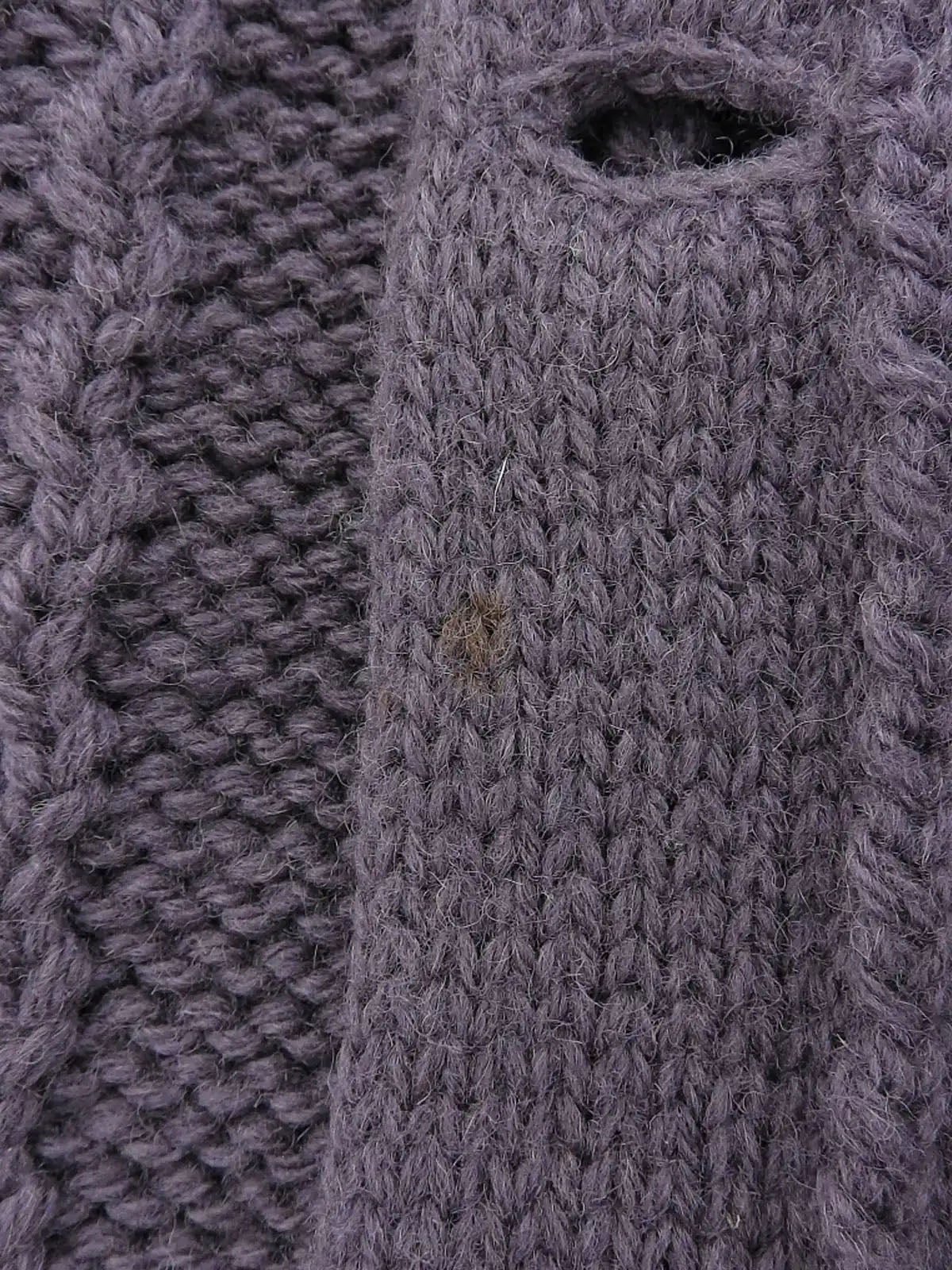 Wool Horn Logo Button Cable Knit Cardigan in Smoky Purple