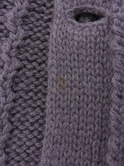 Wool Horn Logo Button Cable Knit Cardigan in Smoky Purple