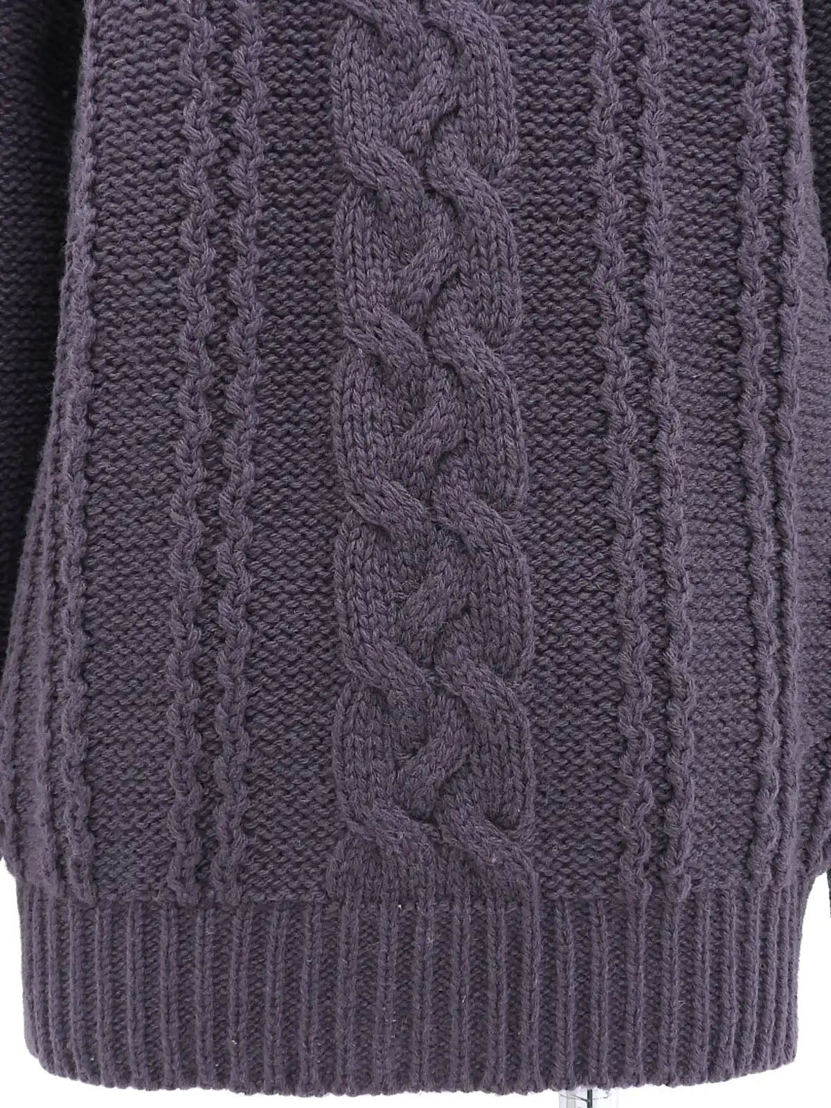 Wool Horn Logo Button Cable Knit Cardigan in Smoky Purple