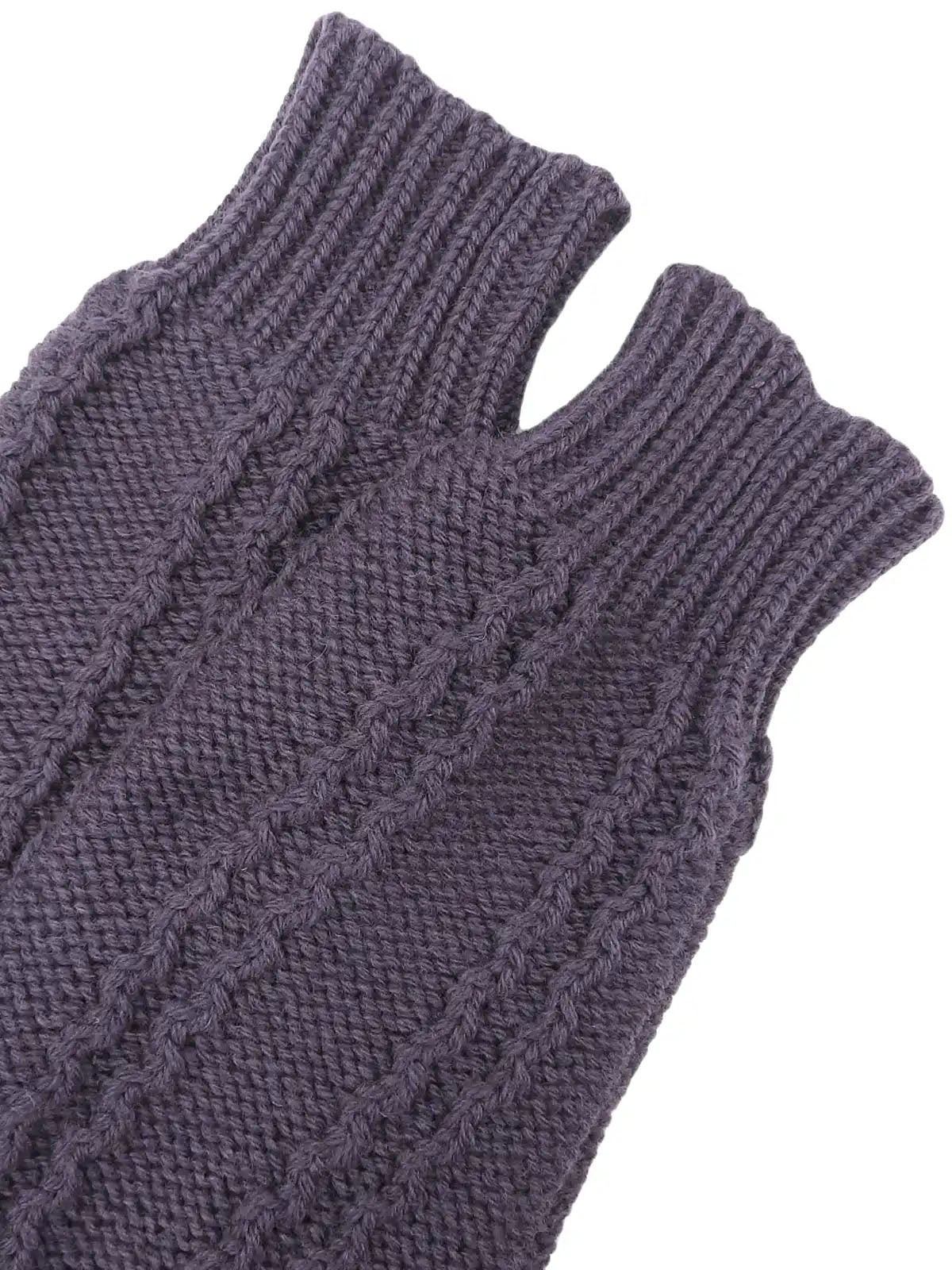 Wool Horn Logo Button Cable Knit Cardigan in Smoky Purple