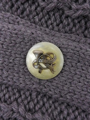 Wool Horn Logo Button Cable Knit Cardigan in Smoky Purple
