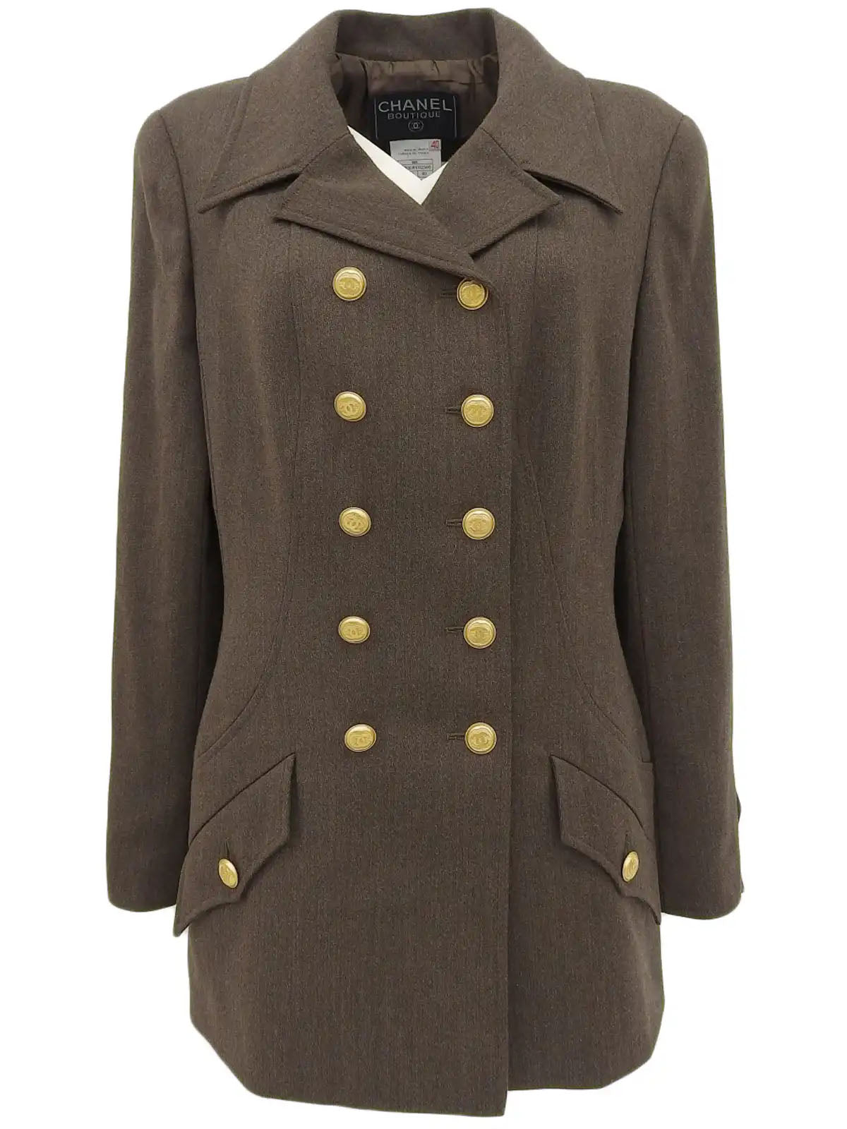 1996 Wool CC Mark Button Double-Breasted Jacket Brown