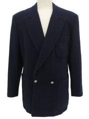 Navy wool jacket with embroidered logo emblem