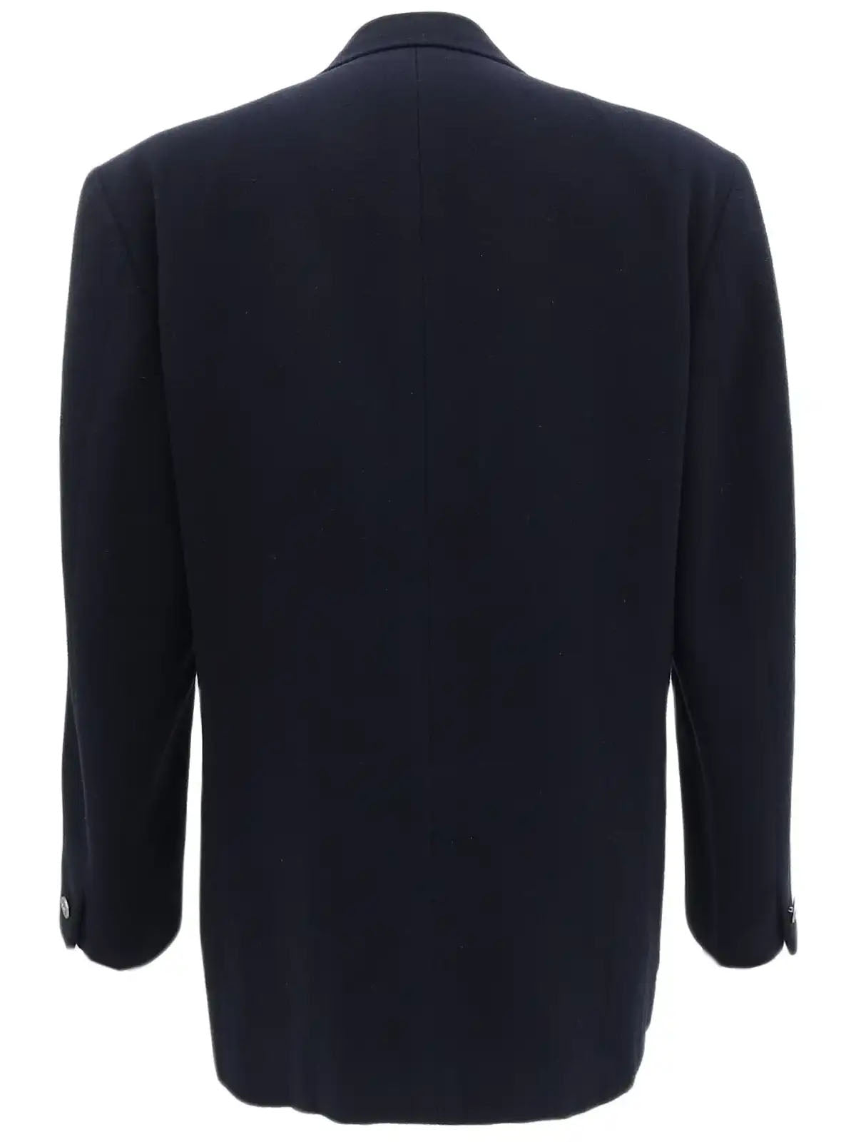 Navy wool jacket with embroidered logo emblem