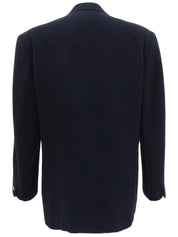 Navy wool jacket with embroidered logo emblem