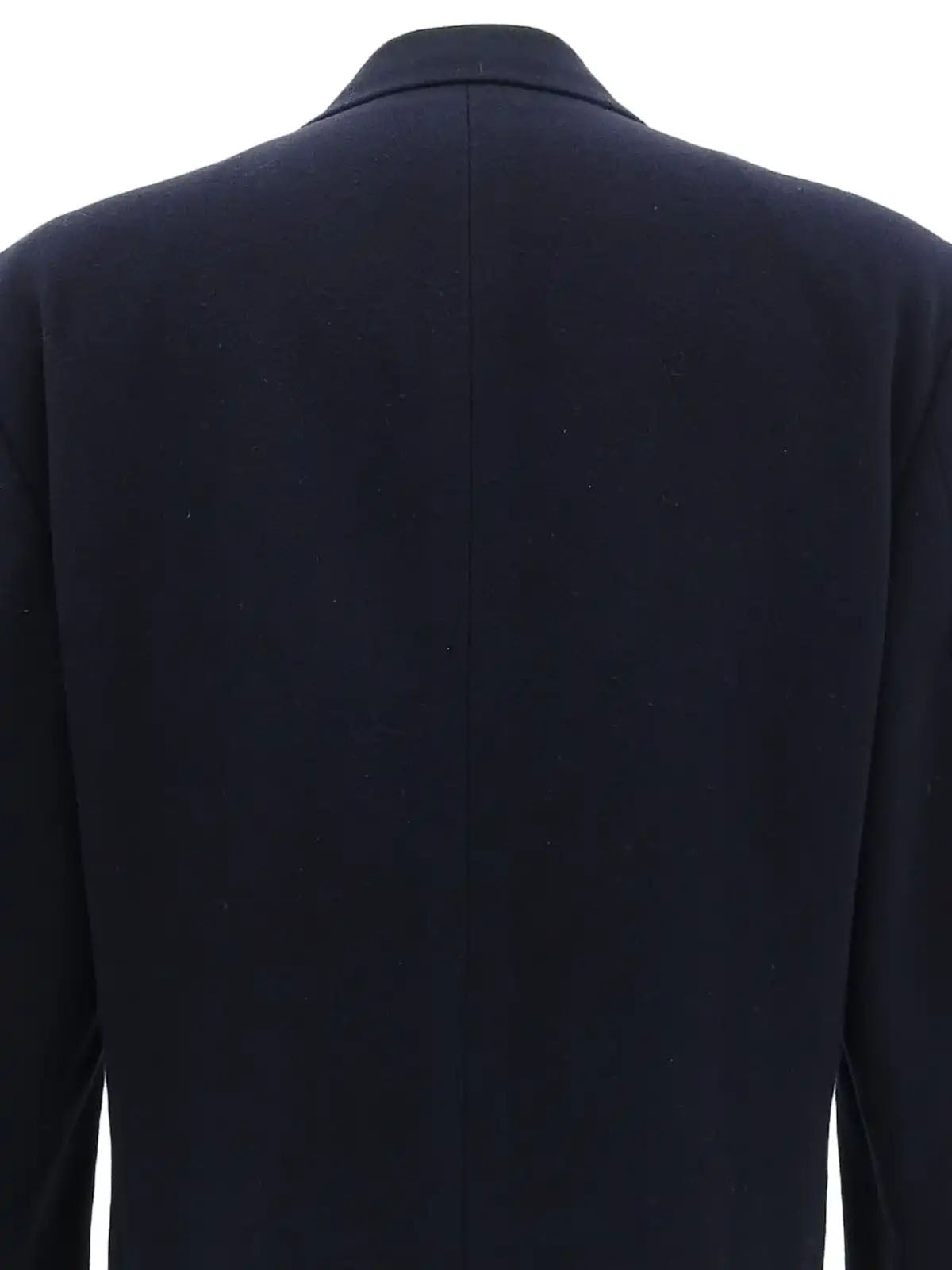 Navy wool jacket with embroidered logo emblem