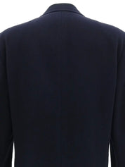Navy wool jacket with embroidered logo emblem