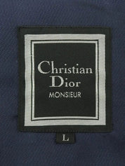 Navy wool jacket with embroidered logo emblem