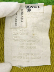 1994 Cashmere Two-Tone CC Mark Button Cardigan in Yellow-Green/Green