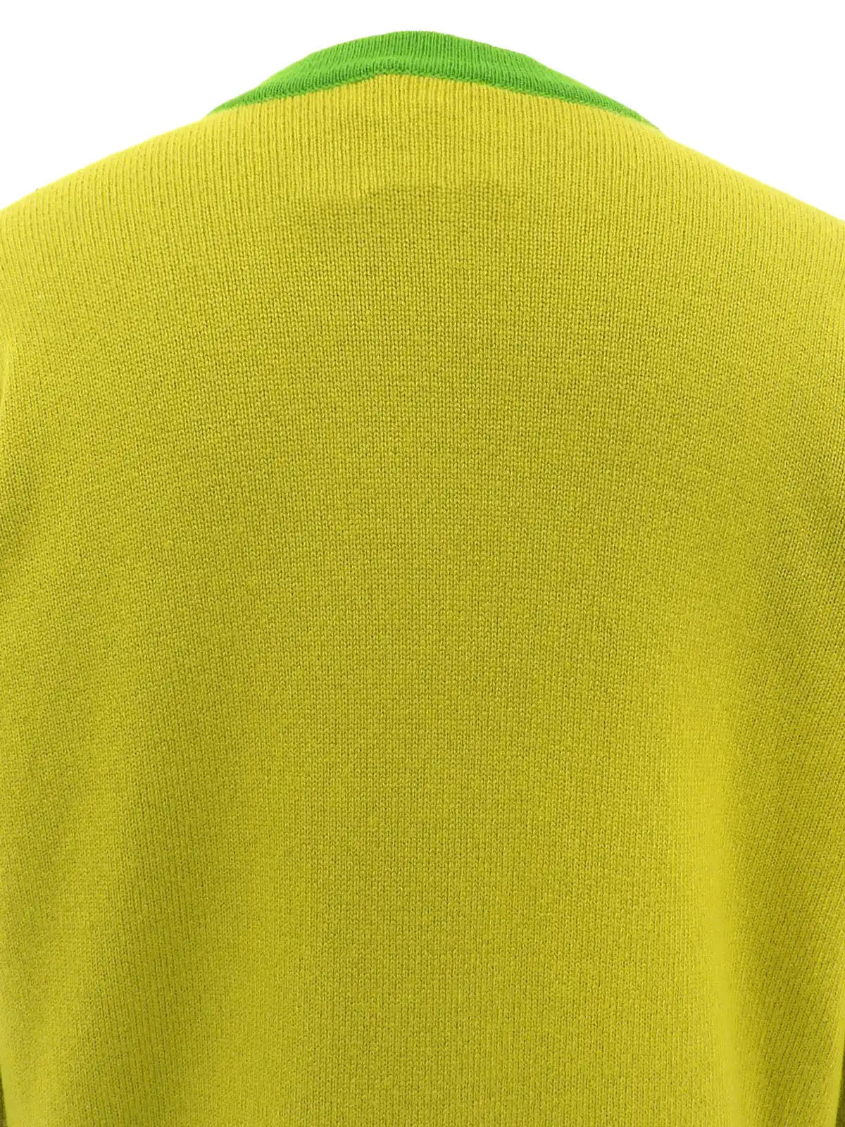 1994 Cashmere Two-Tone CC Mark Button Cardigan in Yellow-Green/Green