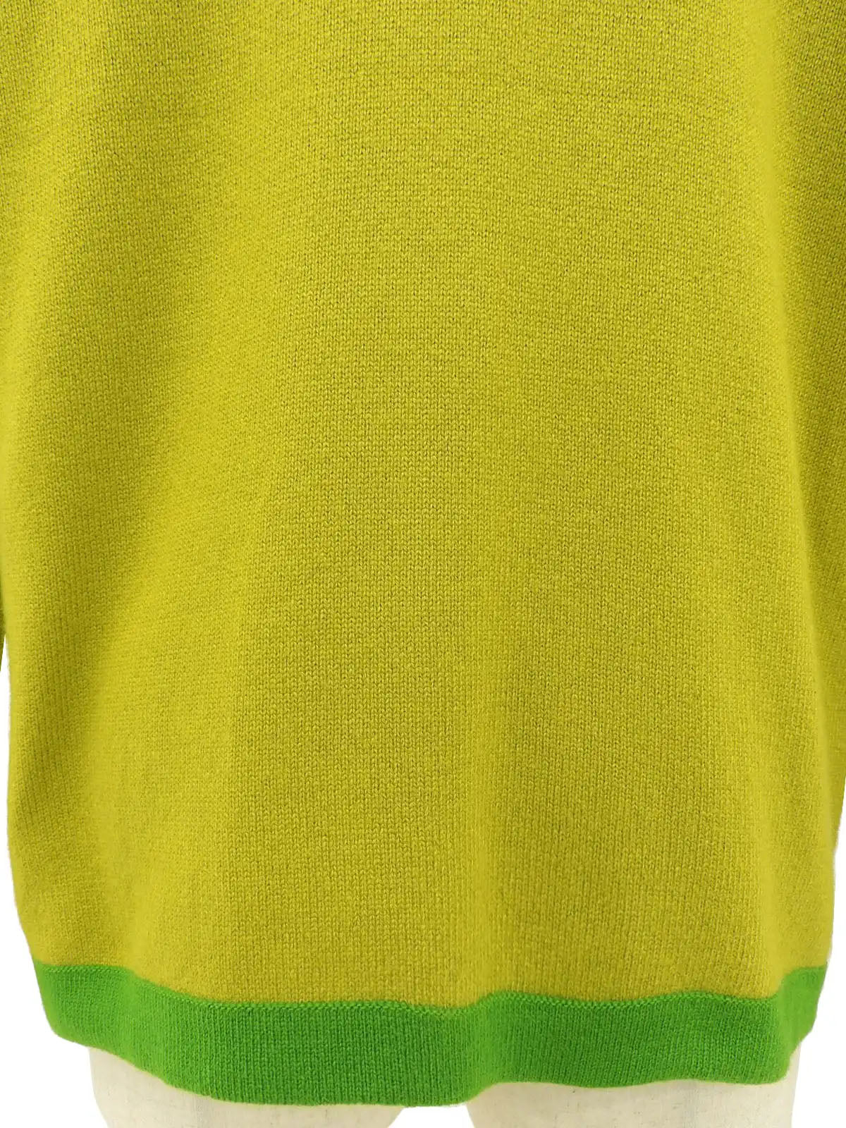 1994 Cashmere Two-Tone CC Mark Button Cardigan in Yellow-Green/Green