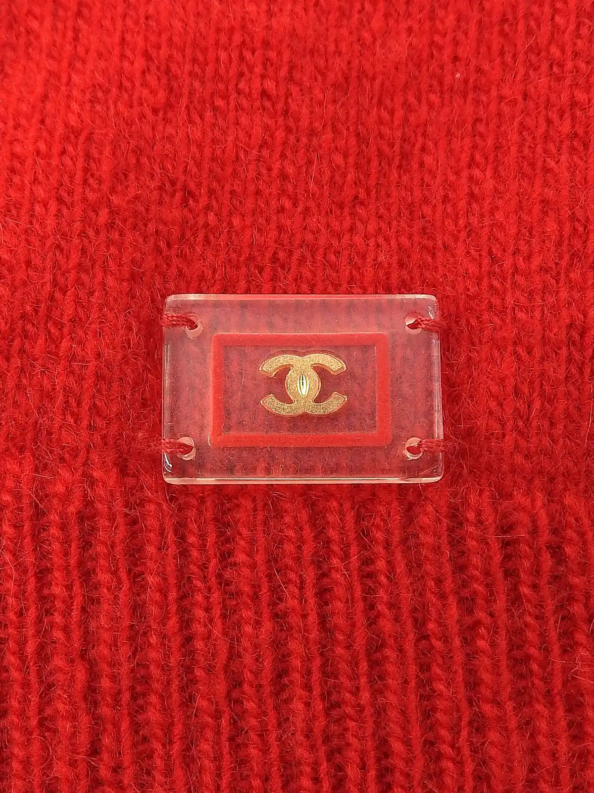 2002年製　カシミアCCマークボタンニットアンサンブル　オレンジ／レッド