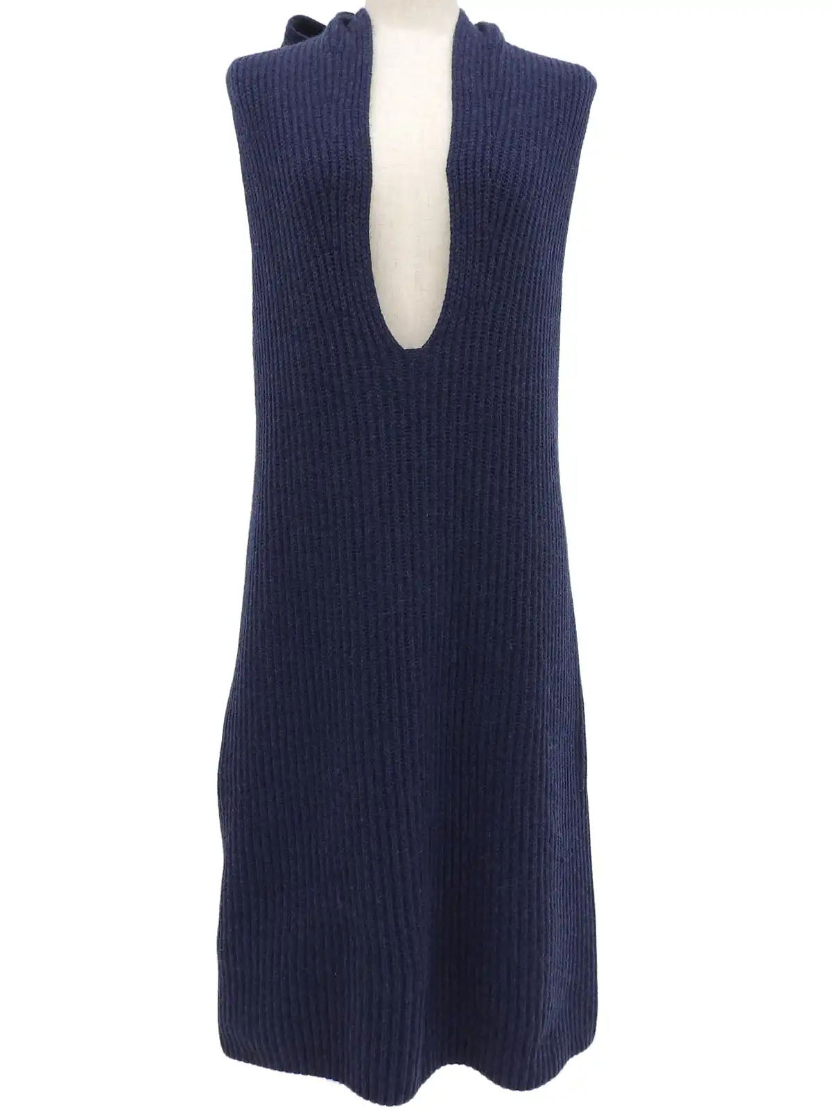 2008 Cashmere Sleeveless Knit Dress, Navy