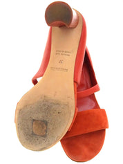 Suede and leather combination sandals in red