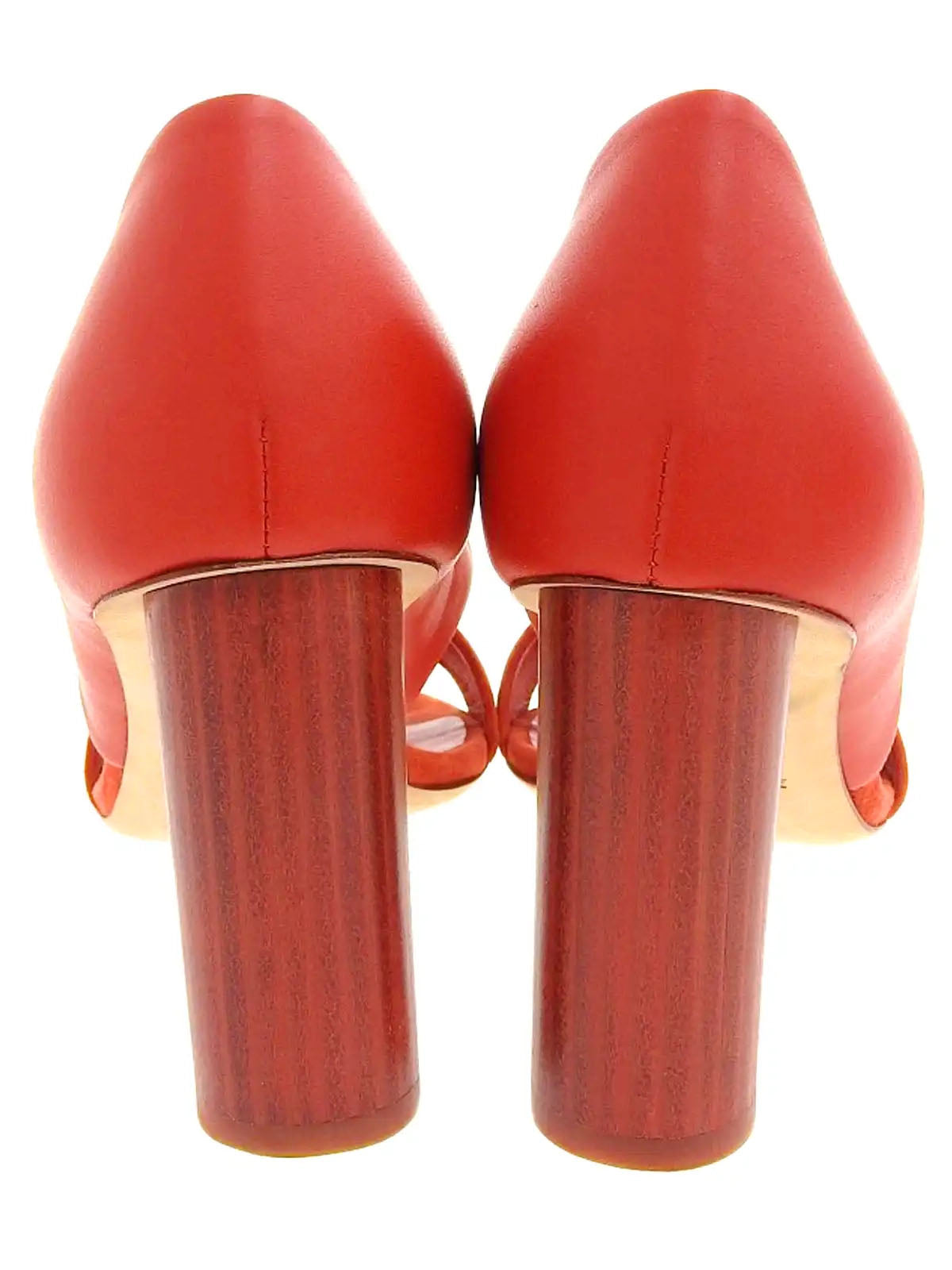 Suede and leather combination sandals in red