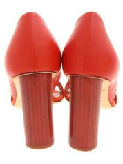 Suede and leather combination sandals in red