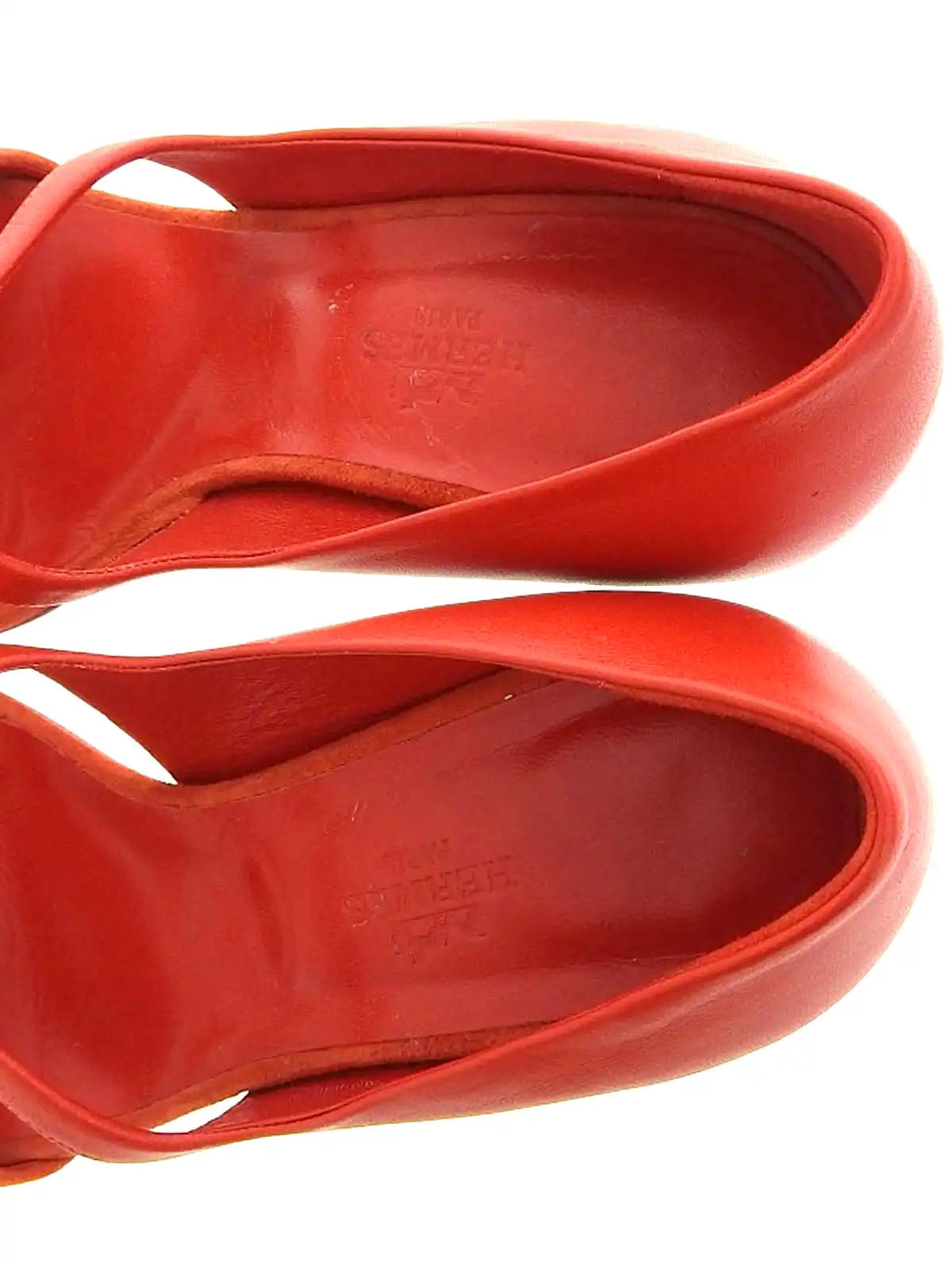 Suede and leather combination sandals in red