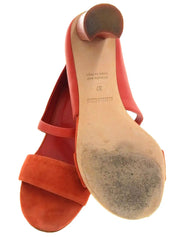Suede and leather combination sandals in red