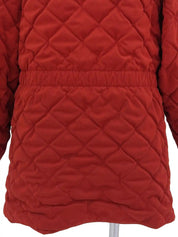 Quilted fur hooded coat in red